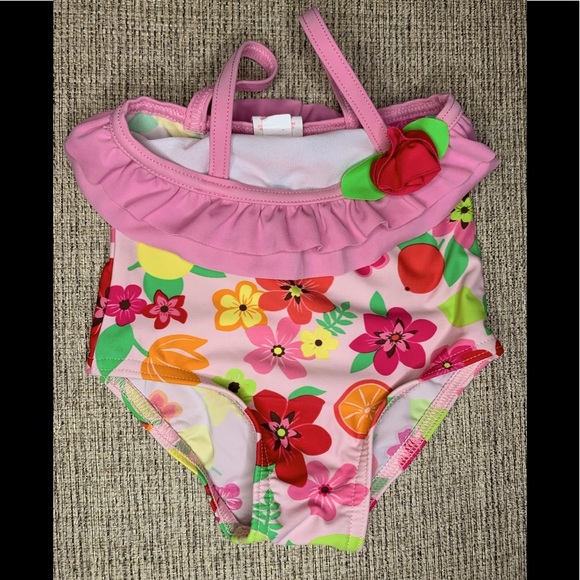 Circo  2 Baby Girls Swimsuit Sets Bundle 18M Onepiece Floral & Bikini Mermaid - Picture 2 of 4